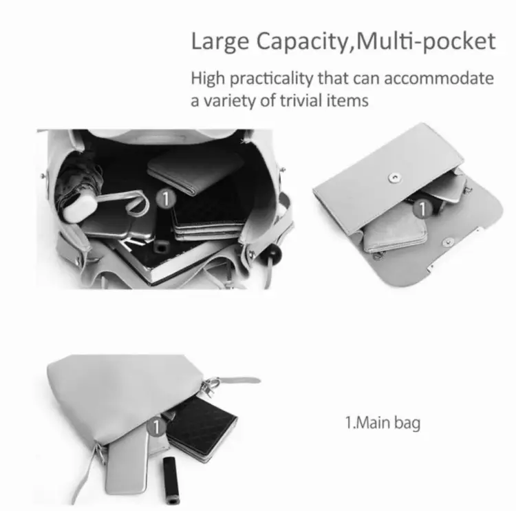 3 pcs Women's Beautiful PU Leather Shoulder Bag 