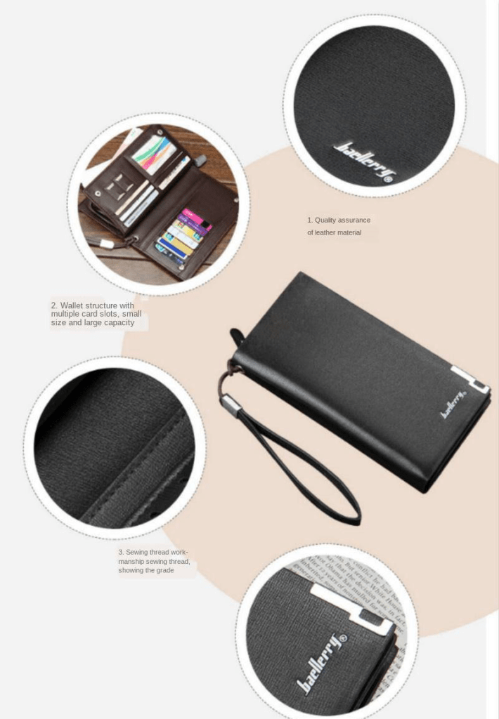 Men Leather Plain Bifold Log Wallet