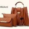 Women’s PU Leather Shoulder Bag 3 Piece Set