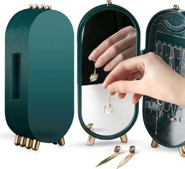 Foldable Jewelry Box Organizer with Mirror