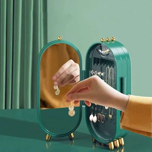 Foldable Jewelry Box Organizer with Mirror
