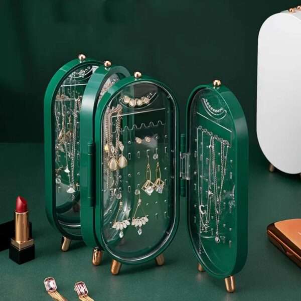 Foldable Jewelry Box Organizer with Mirror