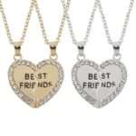 Heart Shaped Crystal Best Friends Couple Necklace