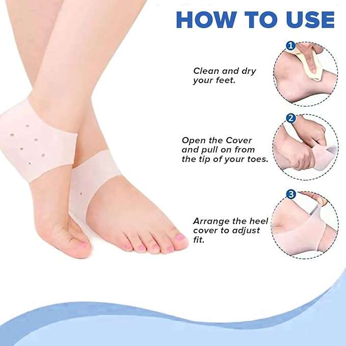 Pair of Anti-Crack Silicone Heel Protectors for Pain Relief
