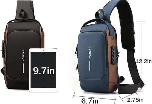 Waterproof Anti-Theft USB Charging Crossbody Chest Bag 