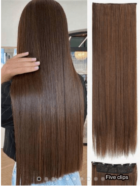 Sleek Straight Clip-In Hair Extensions with 5 Clips