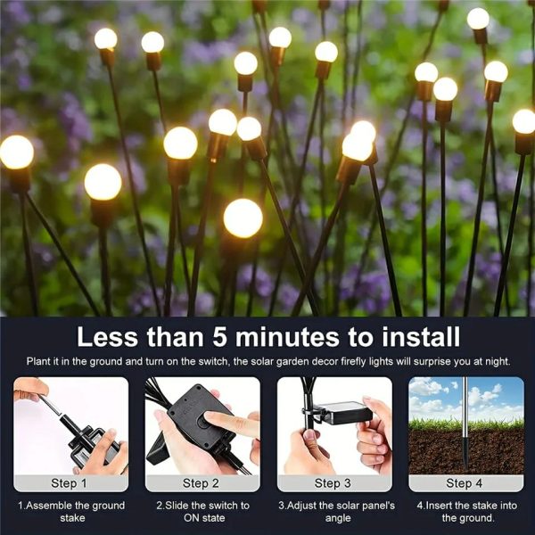 10 LED Solar Firefly Garden Lights 