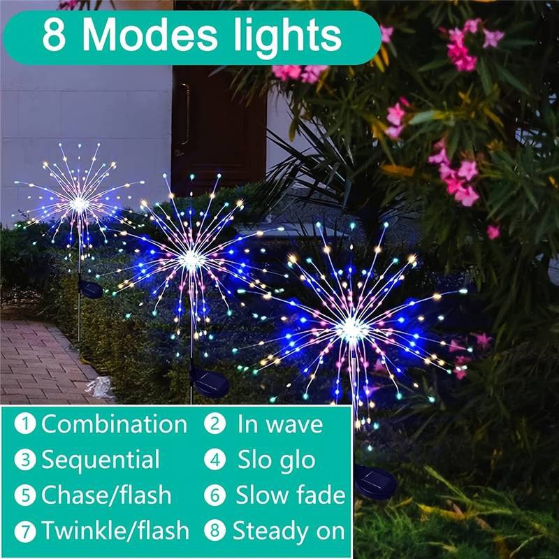 LED Solar Firework Fairy Lights for Garden 