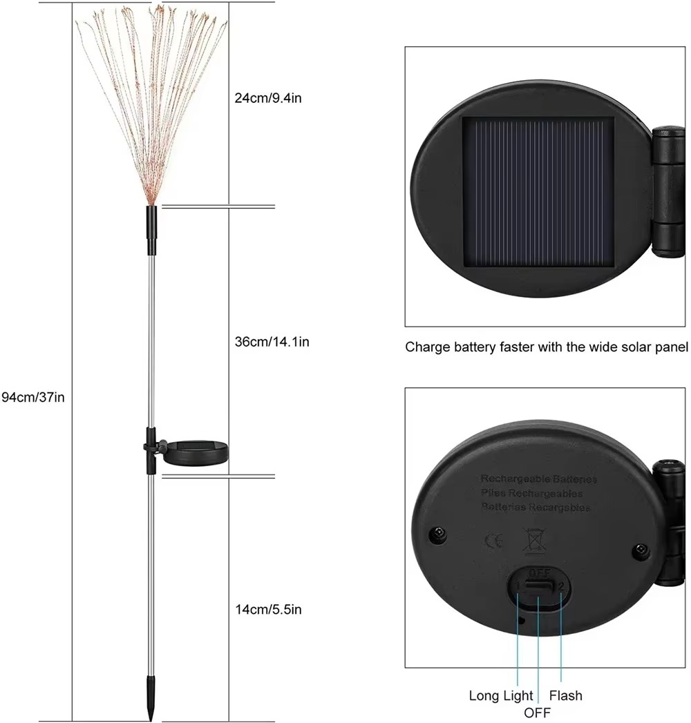 LED Solar Firework Fairy Lights for Garden 