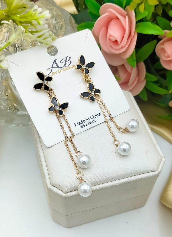 Pearl Butterfly Tassel Earrings Perfect for Weddings Gifts 