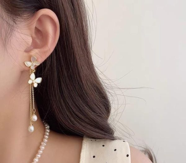 Pearl Butterfly Tassel Earrings Perfect for Weddings Gifts