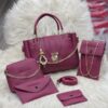 5 Pcs Women’s Pu Leather Hand Bag Wallet Set