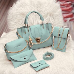 5 Pcs Women’s Pu Leather Hand Bag Wallet Set