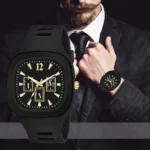 Stylish Black Silicone Strap Waterproof Men's Watch
