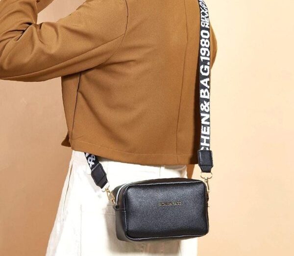 PU Leather Wide Strap Crossbody Bag 