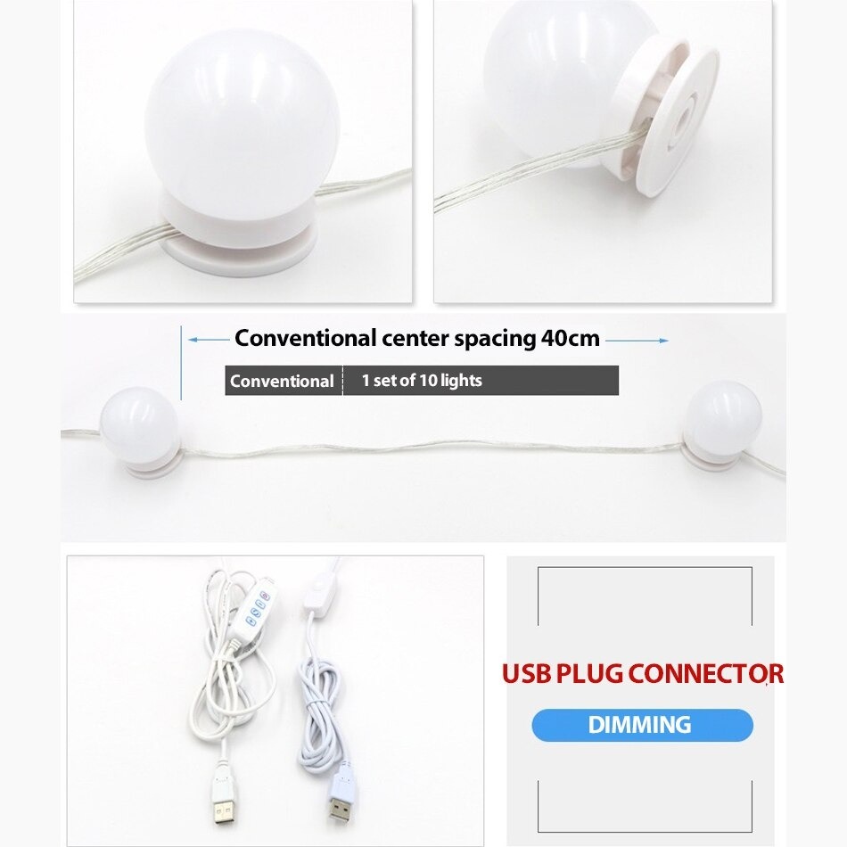 Vanity Mirror 10Pc LED Lights