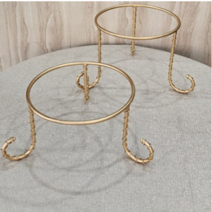 Elegant Gold Metal Turkish Platter Serving Stand