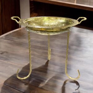 Elegant Gold Metal Turkish Platter Serving Stand