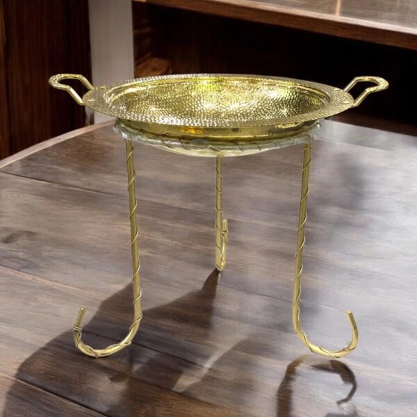 Elegant Gold Metal Turkish Platter Serving Stand