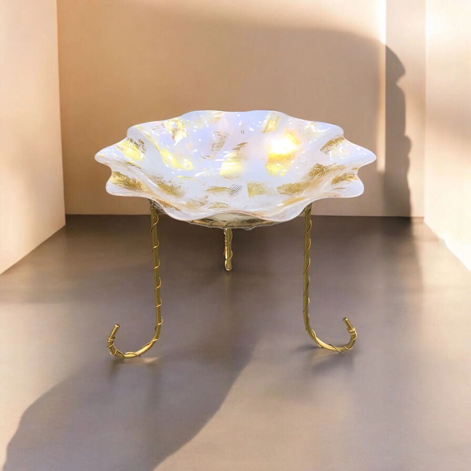 Elegant Gold Metal Turkish Platter Serving Stand