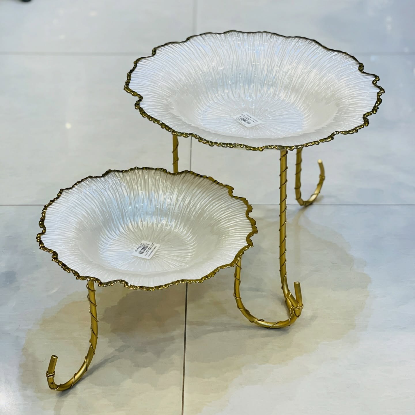 Elegant Gold Metal Turkish Platter Serving Stand