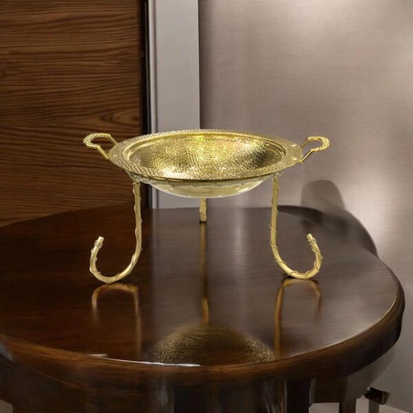 Elegant Gold Metal Turkish Platter Serving Stand